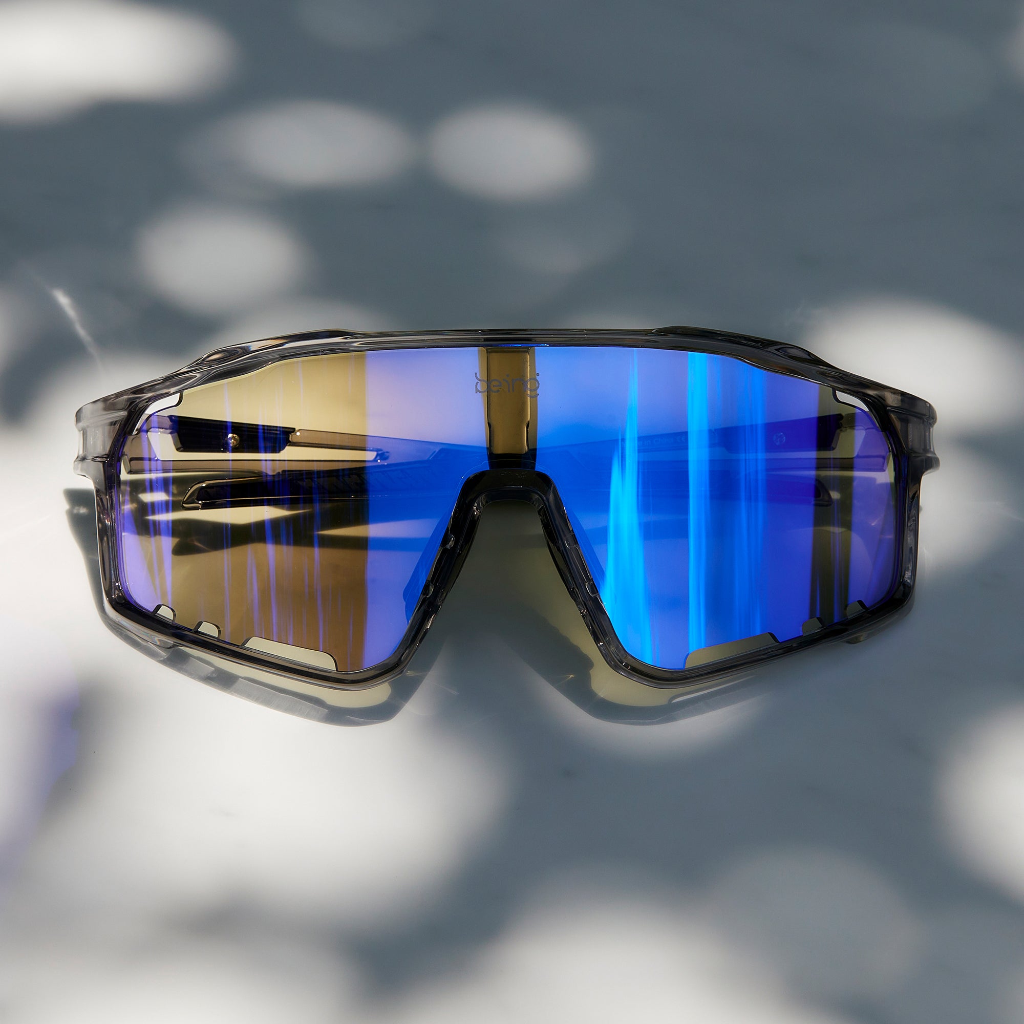 beingサングラス ロードバイク用ブルーミラー 調光レンズ Libero【グレー】Blue Mirror Lens(紫外線調光) – being